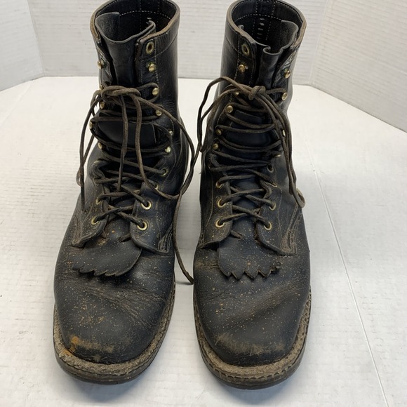 Vtg WHITE\'S Semi-Dress Boots/ QUABAUG Black LOGGER Men\'s Size US 11 C **THRASHED main image 11
